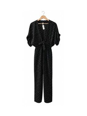 Underprotection Black Polka Dot Wrap Jumpsuit S NWT $254